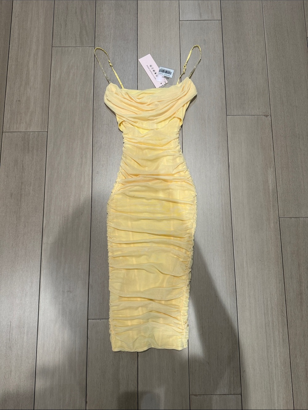 Oh Polly Yellow Ruched Midi Dress – New With Tags Yellow